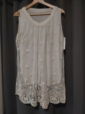 Made in Italy Tunika Bluse BeigeMit Spitze Viskose Größe 46 Neu Mit Etikett