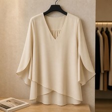 Karen Kane Bracelet Sleeve Asymmetric Top in Antique Cream #1219