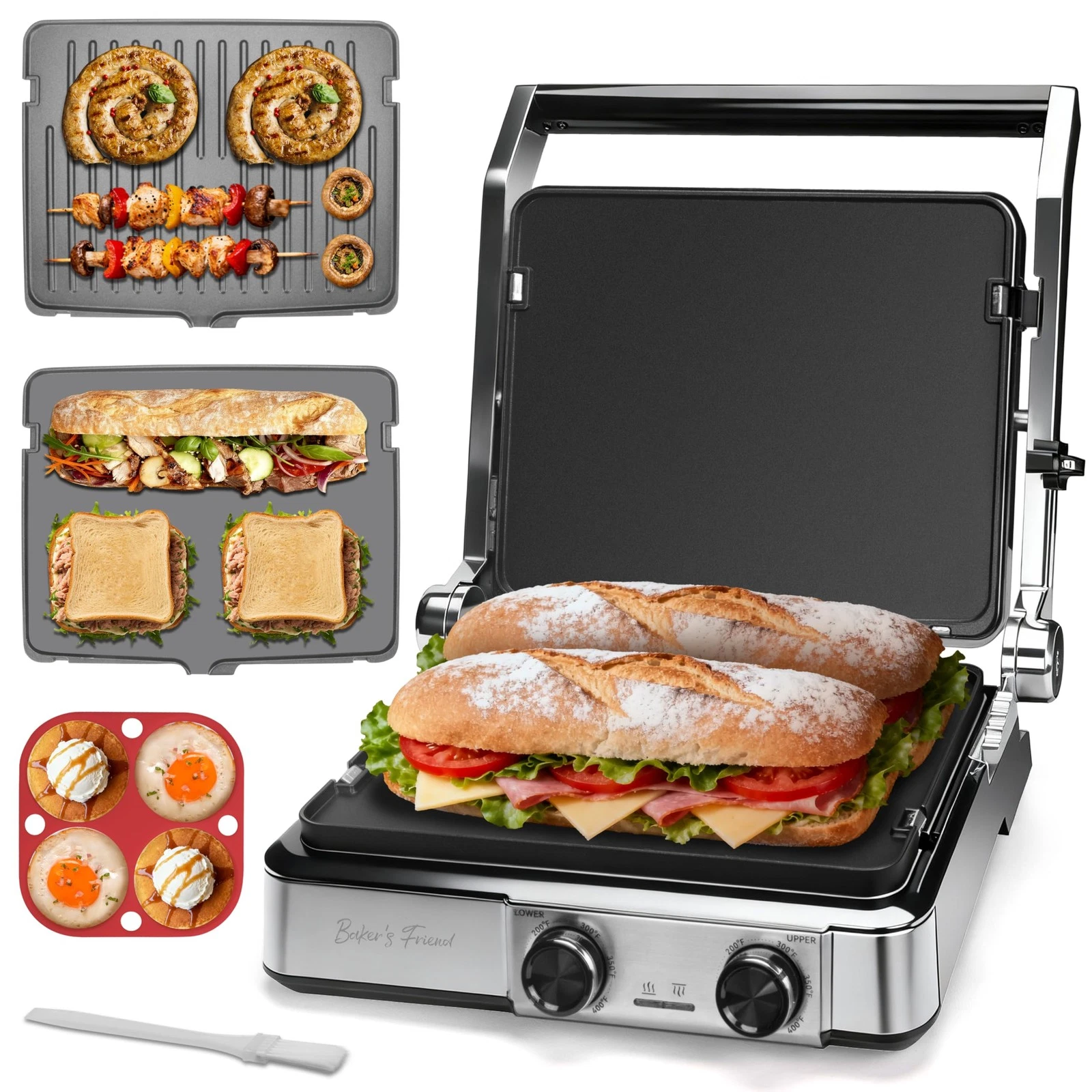Baker's Friend 4slice Panini Press Grill Cheese Sandwich Maker, Electric Gril...
Opens in a new wind