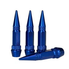 4x Pointed Spikes Bullet Valve Stem Cap Cover Tire Wheel Screw-On Metal Aluminum