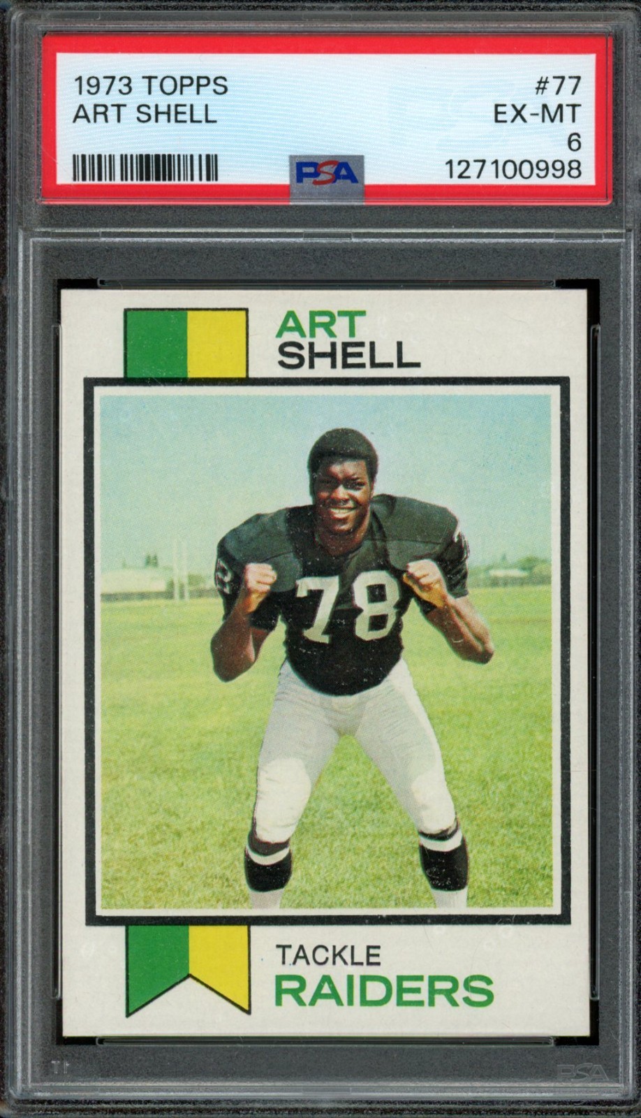 1973 TOPPS #77 ART SHELL PSA 6 RAIDERS RC HOF [G998]