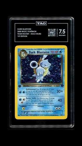 Dark Blastoise Holo Rare 1st Edition 3/82 TAG 7.5 Hand Swirl