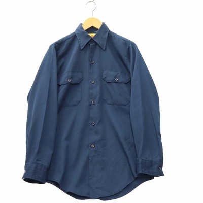Red Camel 00s Vintage Navy Work Shirt Long Sleeve Button-Up Flat Pocket