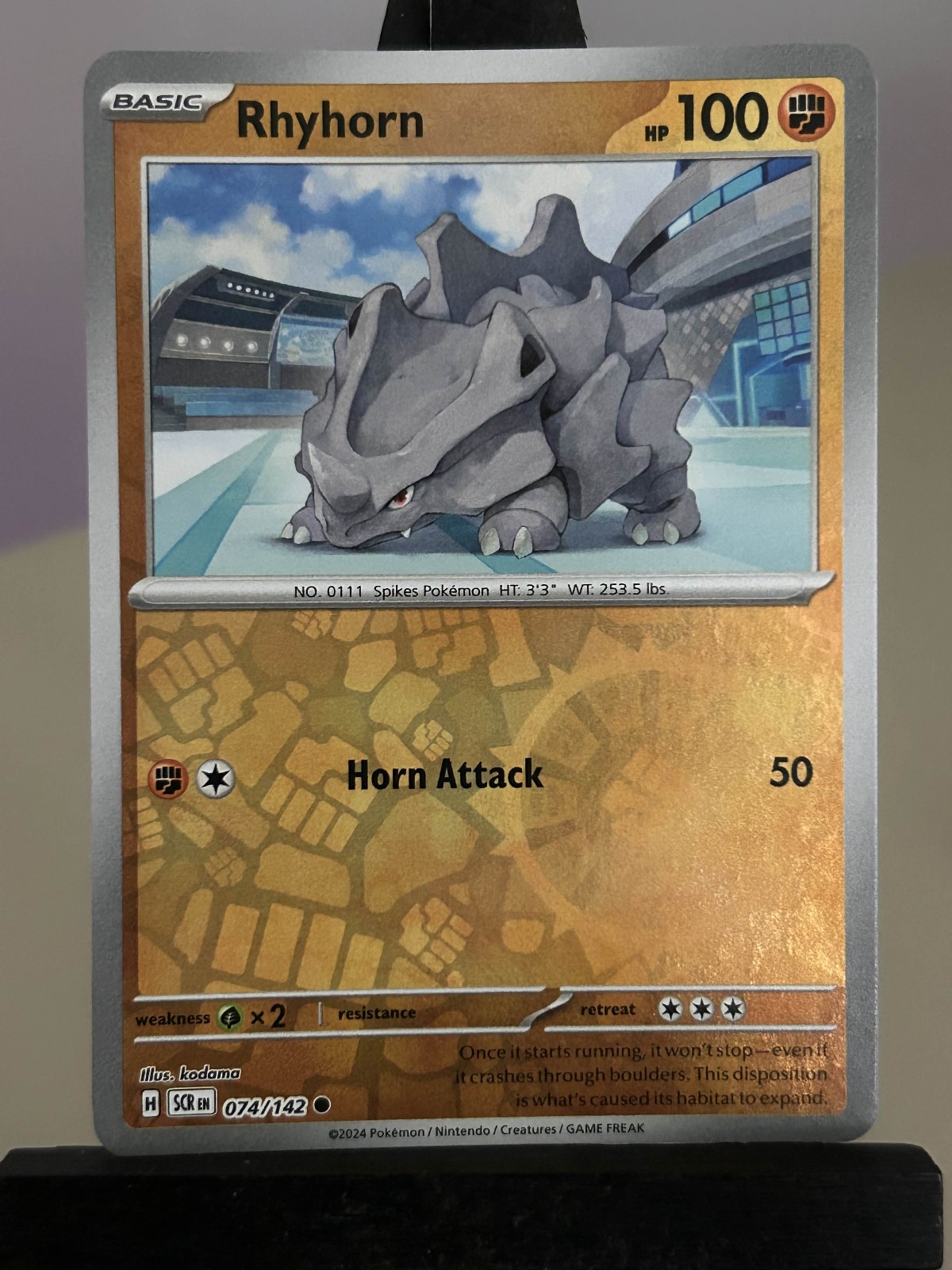 Rhyhorn 074/142 Sv07: Stellar Crown Reverse Holo Near Mint/NM