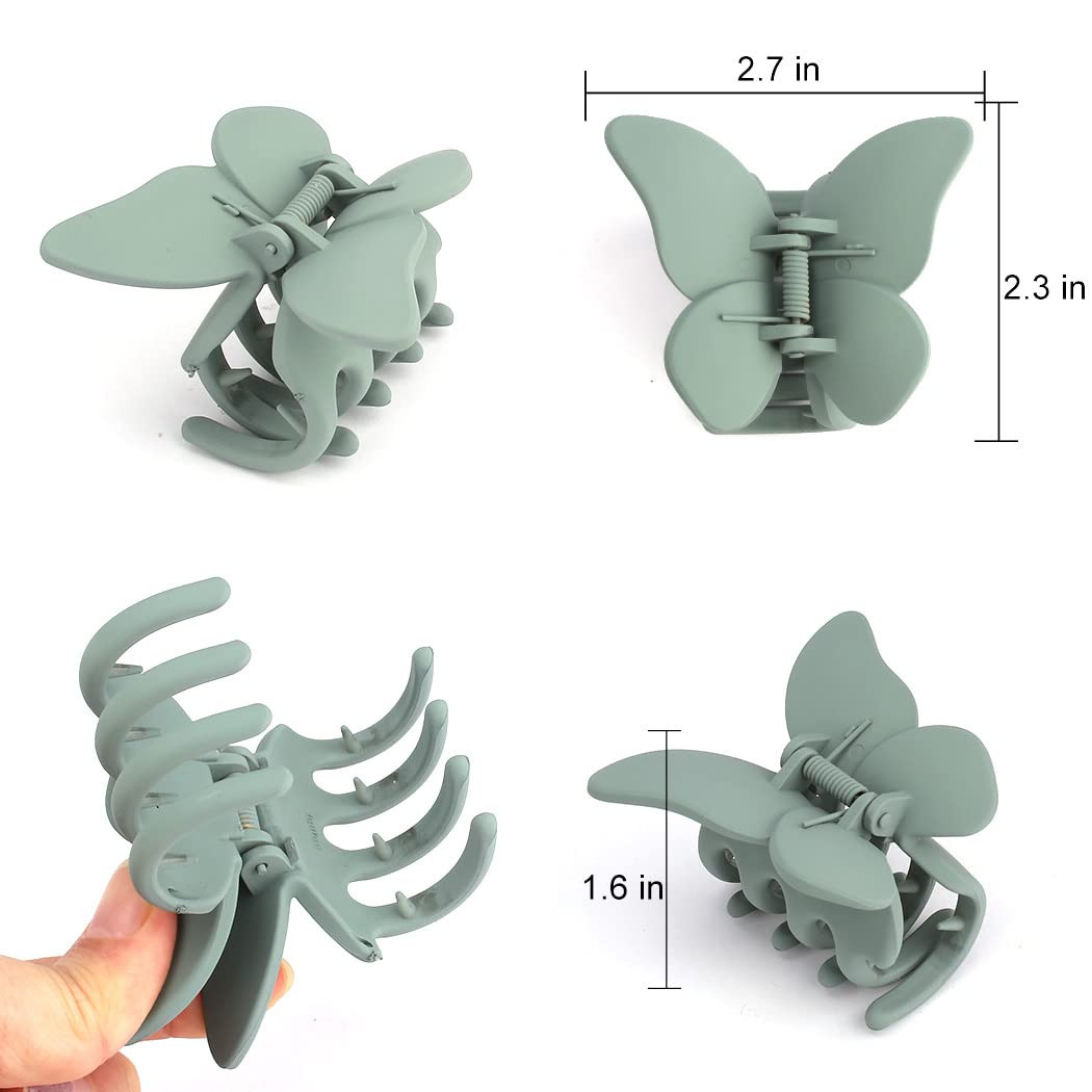 Butterfly Hair Accessories - 2.7" Claw Clips for Women, Matte Medium Hair Clips