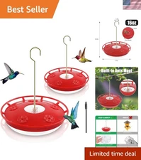 2 Pack Red Hummingbird Feeders, 16 OZ Capacity with 5 Ports - Leak-Proof Design