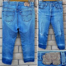 Vintage Levi’s 501 Jeans Worn Distressed Made In USA Sz W 34 L 33 But Inseam 30