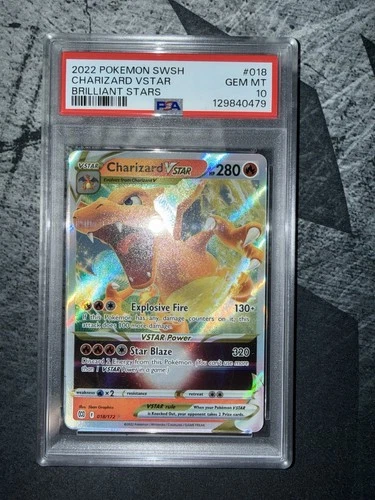 2022 POKEMON SWORD & SHIELD BRILLIANT STARS #018 CHARIZARD VSTAR PSA 10