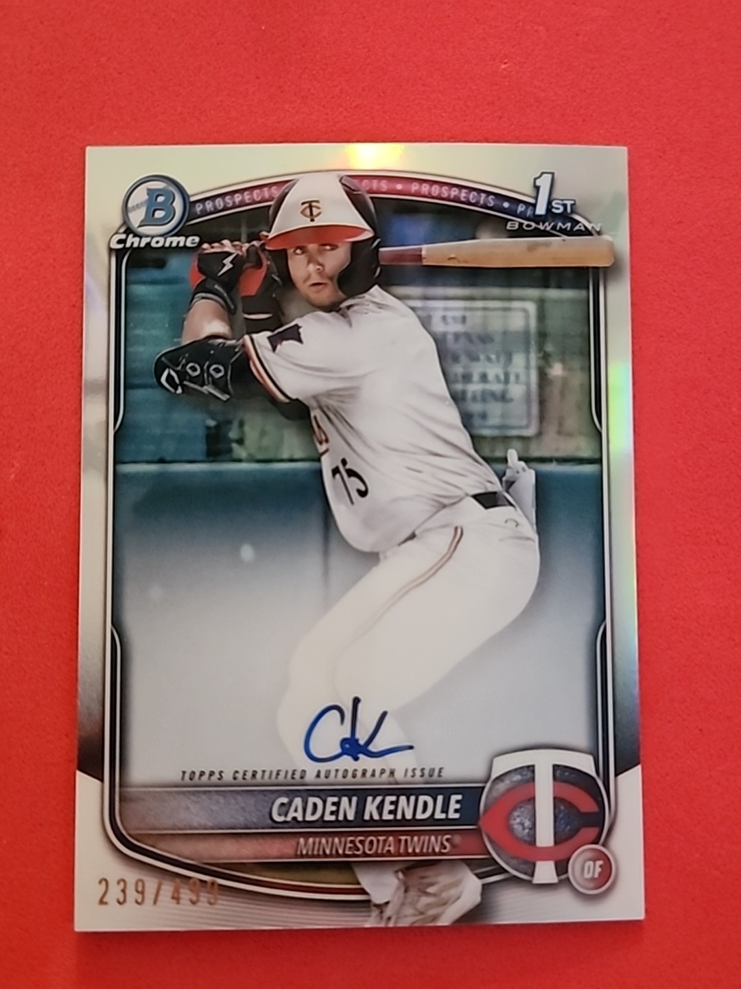 2025 Bowman Caden Kendle Chrome Auto 1st Prospect Refractor /499 Twins