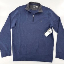 Polo Ralph Lauren Mens Quarter Zip Pullover Sweater Navy Blue Fleece Small