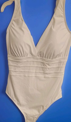Swimsuit 16w 1 Pc White La Blanca Island  Goddess Cross Back Strappy Women Note
