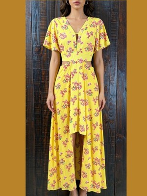 floral chiffon print cut out maxi dress XOXO Yellow Cut-out High-Low XS Color:Pansy $120-$150 All The Way Strapless Dress boohoo Float through your day