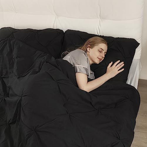 King Comforter Set - Black King Size, 3-Piece Pintuck Bedding Set, 1 Pinch - Picture 3 of 6