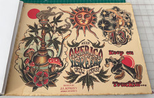 Vintage Art Tattoo Flash Sheet J.L. Kimzey Spider Murphy's