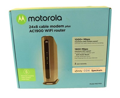 Motorola MG7700 Modem Plus AC1900 WiFi Router Combo with Power Boost  1000+ MBPS