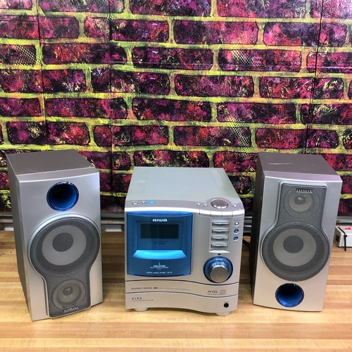 AIWA CX-G3U AM/FM Cassette 3-Disc CD Player Micro HiFi Anlage mit Lautsprechern (funktioniert)