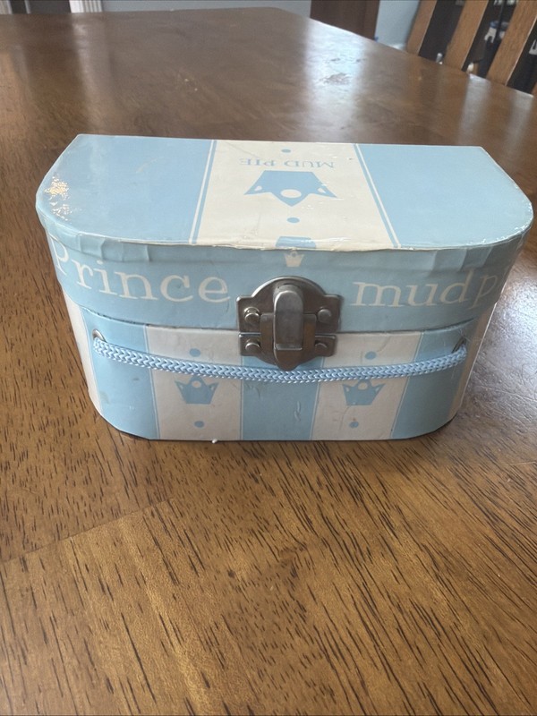 Mud Pie Baby Boy First Hair & First Tooth Keepsake Box Blue Newborn Gift -Prince