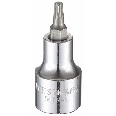 Westward 54Tn49 1/2 In Drive Torx(R) Socket Bit Sae T27 Tip, 2 1/4 In L
