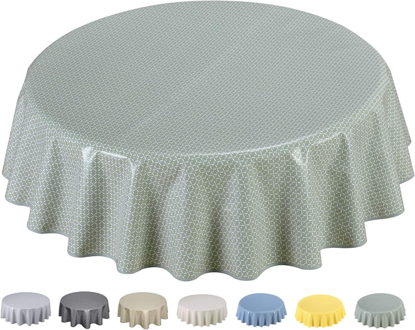 Wachstuch Tischdecke Abwaschbar Rund 140Cm SalbeigrüN-image