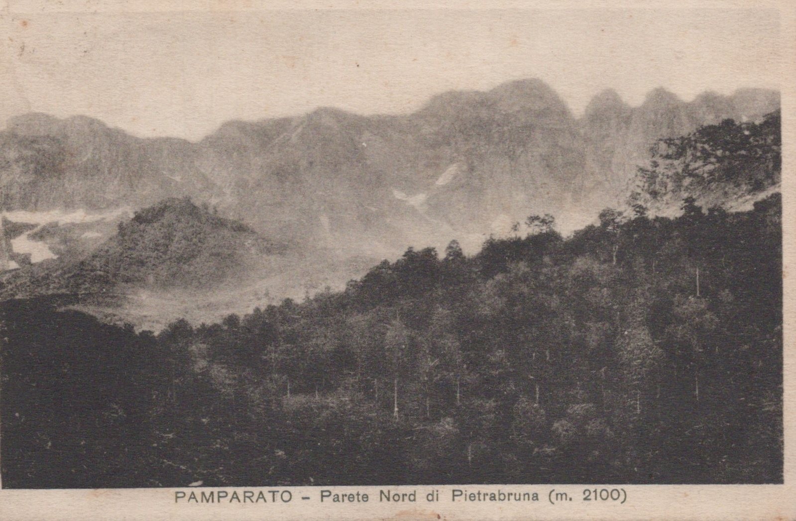 Cartolina Pamparato Cuneo Piemonte parete nord di Pietrabruna fp viaggiata 1932