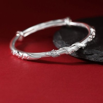 Auspicious Cloud Dragon Bangle for Women   Zodiac Bracelet Jewelry