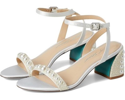 Blue by Betsey Johnson Tina Sandals Women's US 7 Ivory Pearl Block Heel HAWK1178