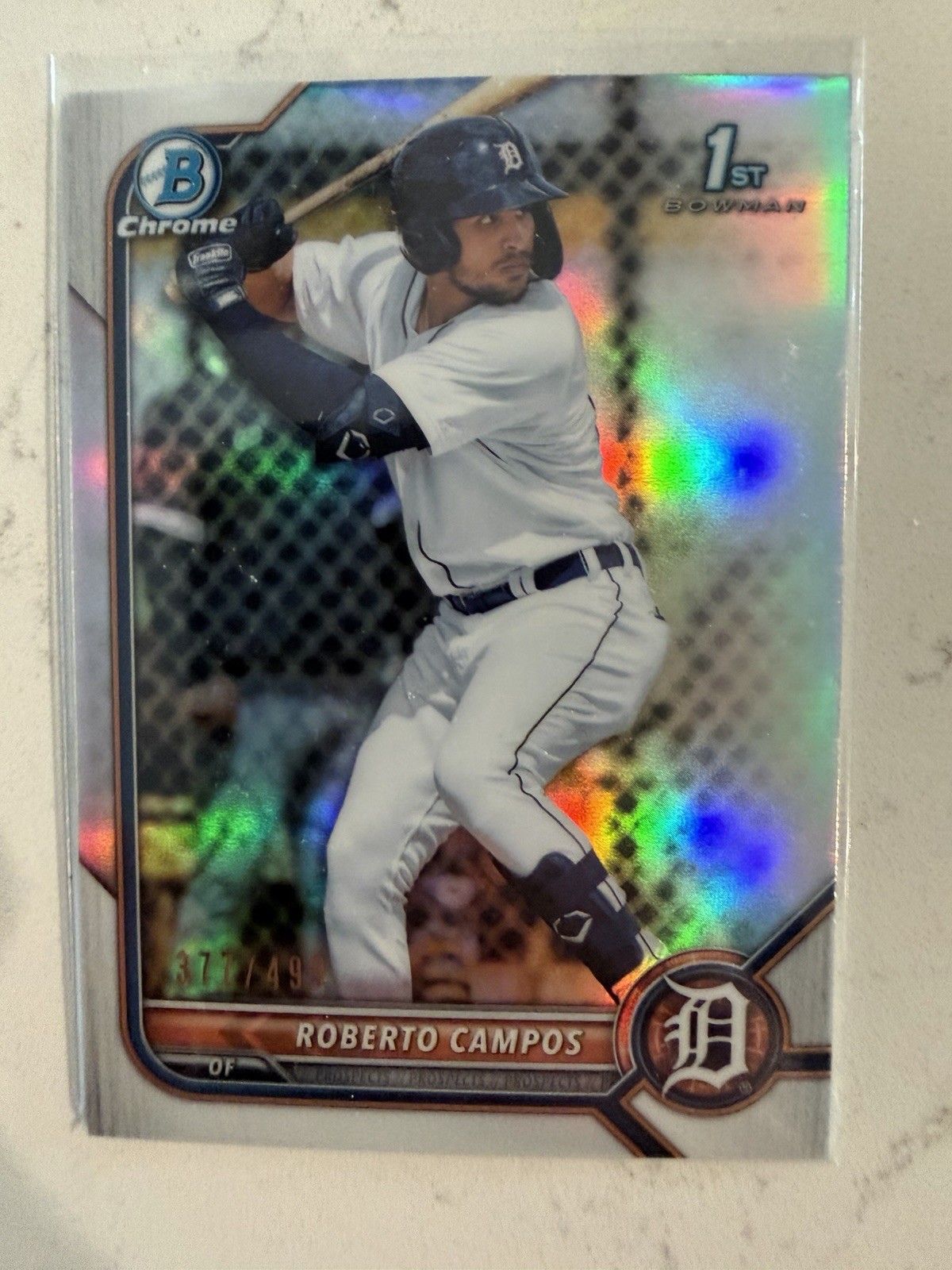 Roberto Campos 2022 Bowman Chrome Refractor BCP-14 #d /499 Tigers 1st Prospect