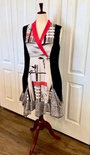 Woman's Size XL Artistic Dress by Tango Mango Coral-Black-White Asian Vibe Lined