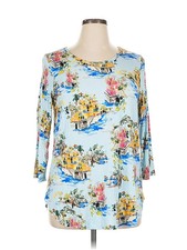 Karen Kane Women Blue 3/4 Sleeve T-Shirt XL