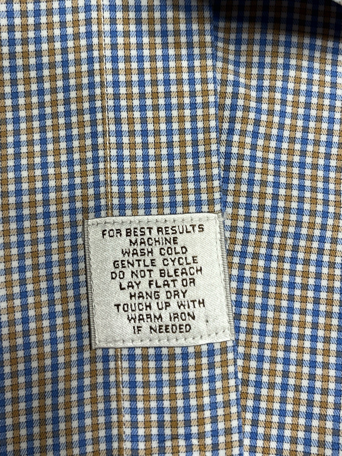 Peter Millar Blue Tan Checked Pattern Long Sleeve… - image 11