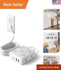 10Ft Surge Protector Power Strip with 8 Outlets  USB Charging Ports