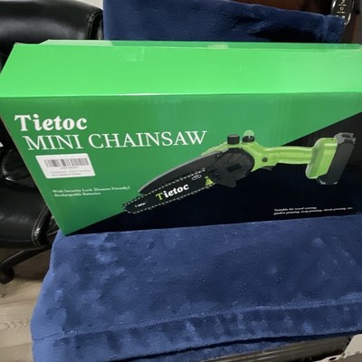 Tietoc Cordless Mini Chainsaw 21V Green/Black w/ Carrying Case