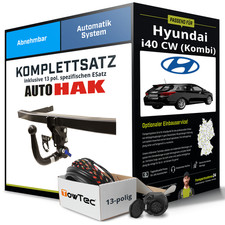 Für HYUNDAI i40 CW (Kombi) Typ VF Anhängerkupplung abnehmbar +eSatz 13pol 11-