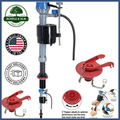 Toilet Fill Valve and 2-Inch Adjustable Flapper for Efficient Water Control