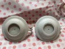 Vtg CHRISTMAS 2 Porcelain CERAMIC Candle Holders w/ MOUSE Stocking 1983 GIFTCO