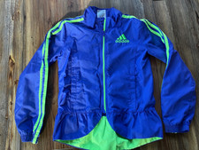 Adidas Girls sz 6 Windbreaker Jacket Purple and Lime Green Full Zip