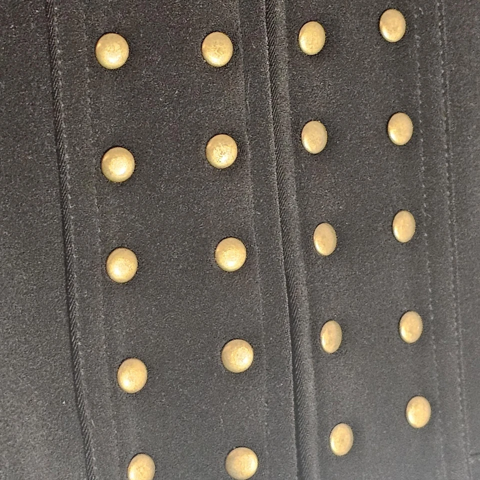 Chaqueta Sharon Young para mujer 4 negra dorada tachonada cremallera frontal cuello alto 9200J-37 Foto 4 de 4