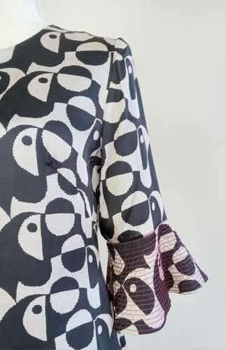 Small Farm Rio x Anthropologie Tropical Geo Toucan Mini Dress Wired Ruffled Hem - Picture 4 of 23