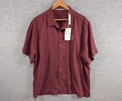 Tommy Bahama Texas A&M Aggies weinrot Blumen Jacquard 100 % Seide geknöpftes Hemd XL
