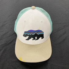 Patagonia Hat Cap Snap Back Trucker Mesh Fitz Roy Bear Mens One Size White Tan