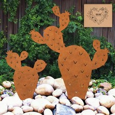 2pcs Metal Cactus Outdoor Decor,Desert Steel Yard Art, Metal Plants Prickly P...