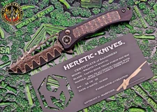 Heretic Custom Wraith V4 Manual Tanto Vegas Forge Damascus Snake Skin CF Inlay