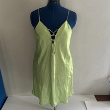 Morgan Taylor Intimates mint green Satin Slip Dress Lace Detail Size M