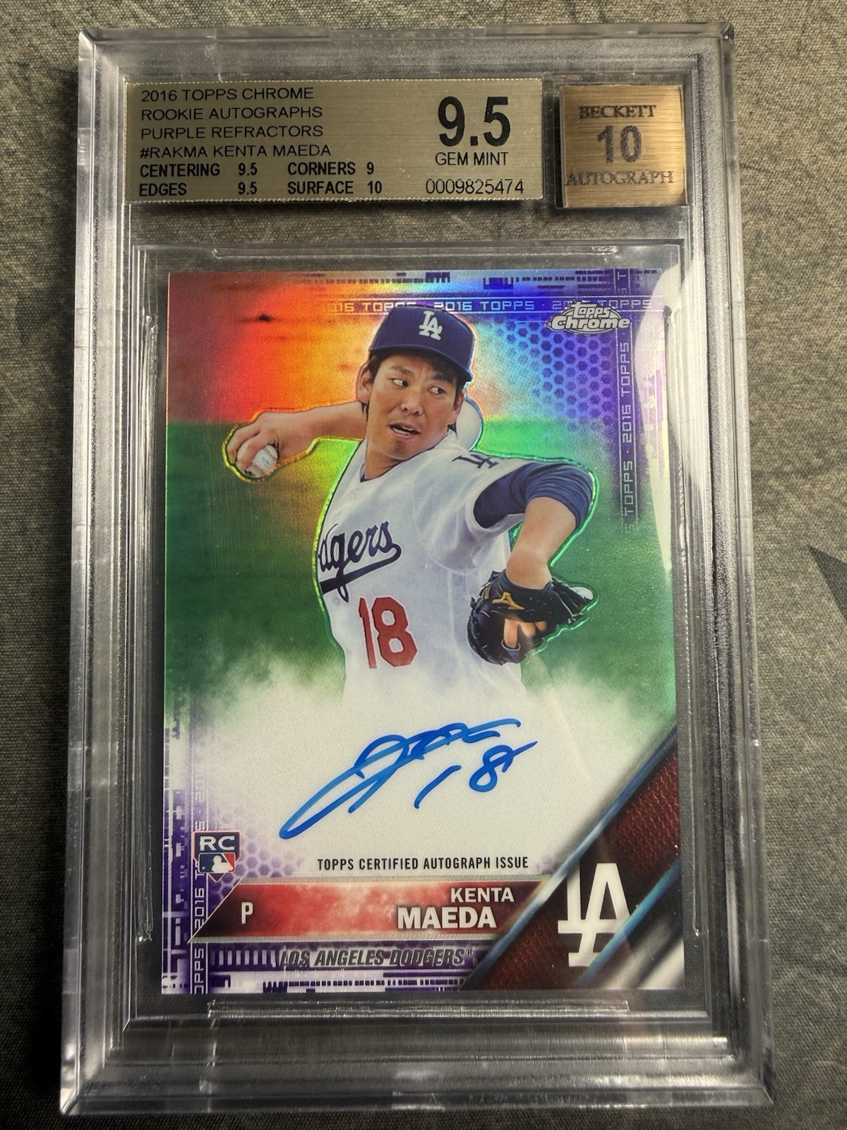 Kenta Maeda 2016 Topps Rookie Autograph (Purple Refractors) /250 BGS 9.5
