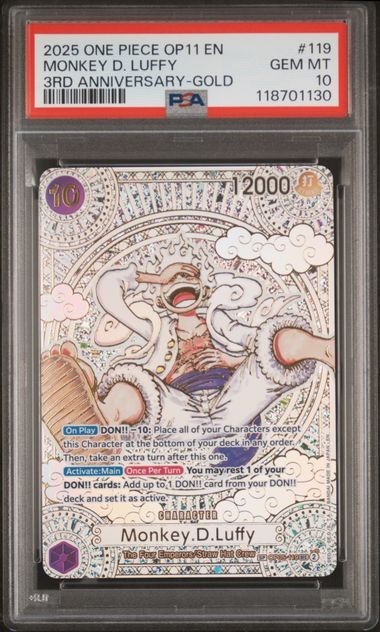 2025 One Piece OP11 EN 3rd Anniversary Gold #119 Monkey D. Luffy