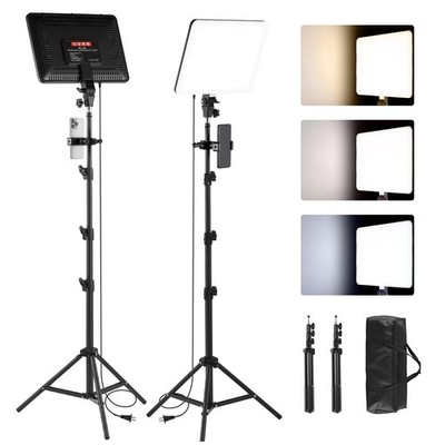 2-Pack LED Video Light Kit, 14'' Studio Light with 75'' Tripod Stand & Phone H...
