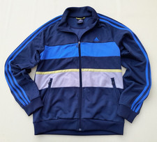 VINTAGE Adidas Track Jacket MENS Medium Blue Full Zip 90s Trefoil