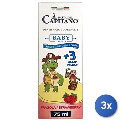 3X Captain Toothpaste 75 Ml. Junior 3+ Strawberry
