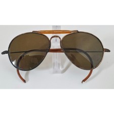 VINTAGE 1970's Brown with Rubber Curved Aviator Sunglasses