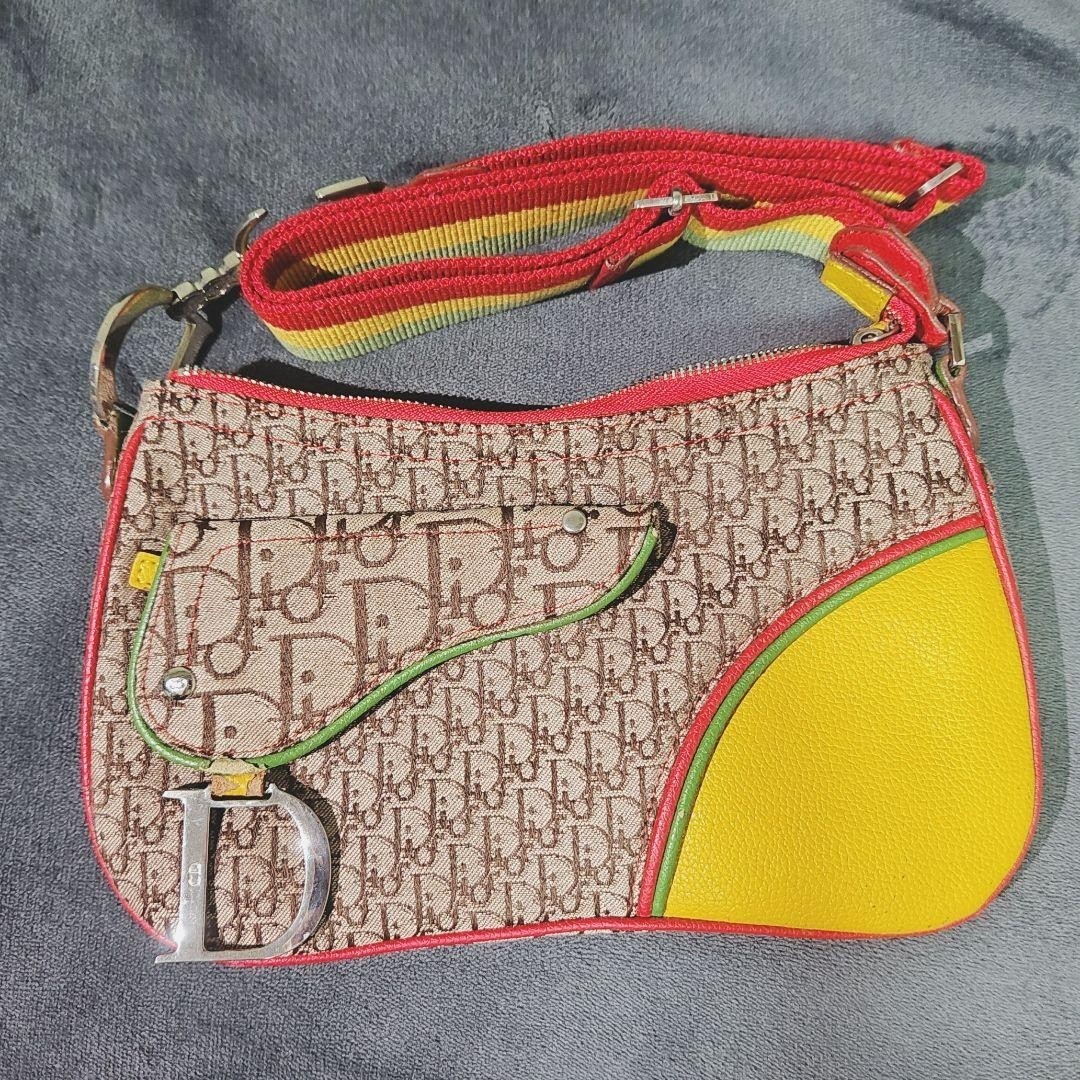 Christian Dior Trotter Shoulder Bag Handbag Canvas Leather